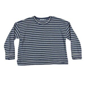 Vineyard Vines Women's Heather Blue and White Striped Pullover Sweatshirt XL